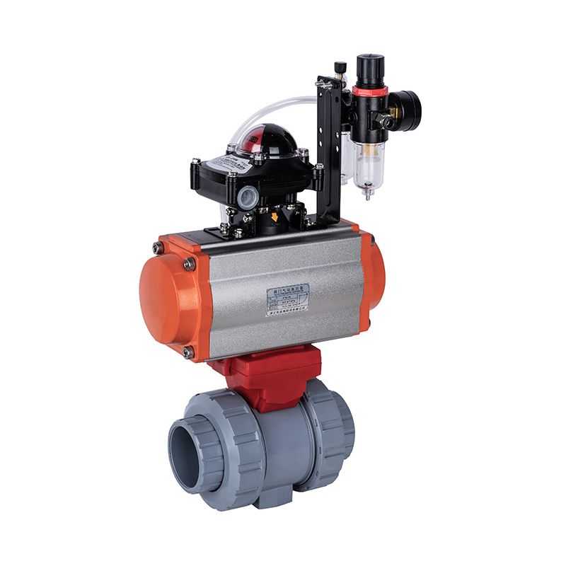 PVC-C Q661F-10V Pneumatic Double Union Ball Valv DN15-100 1/2'-4' ANSI Standard